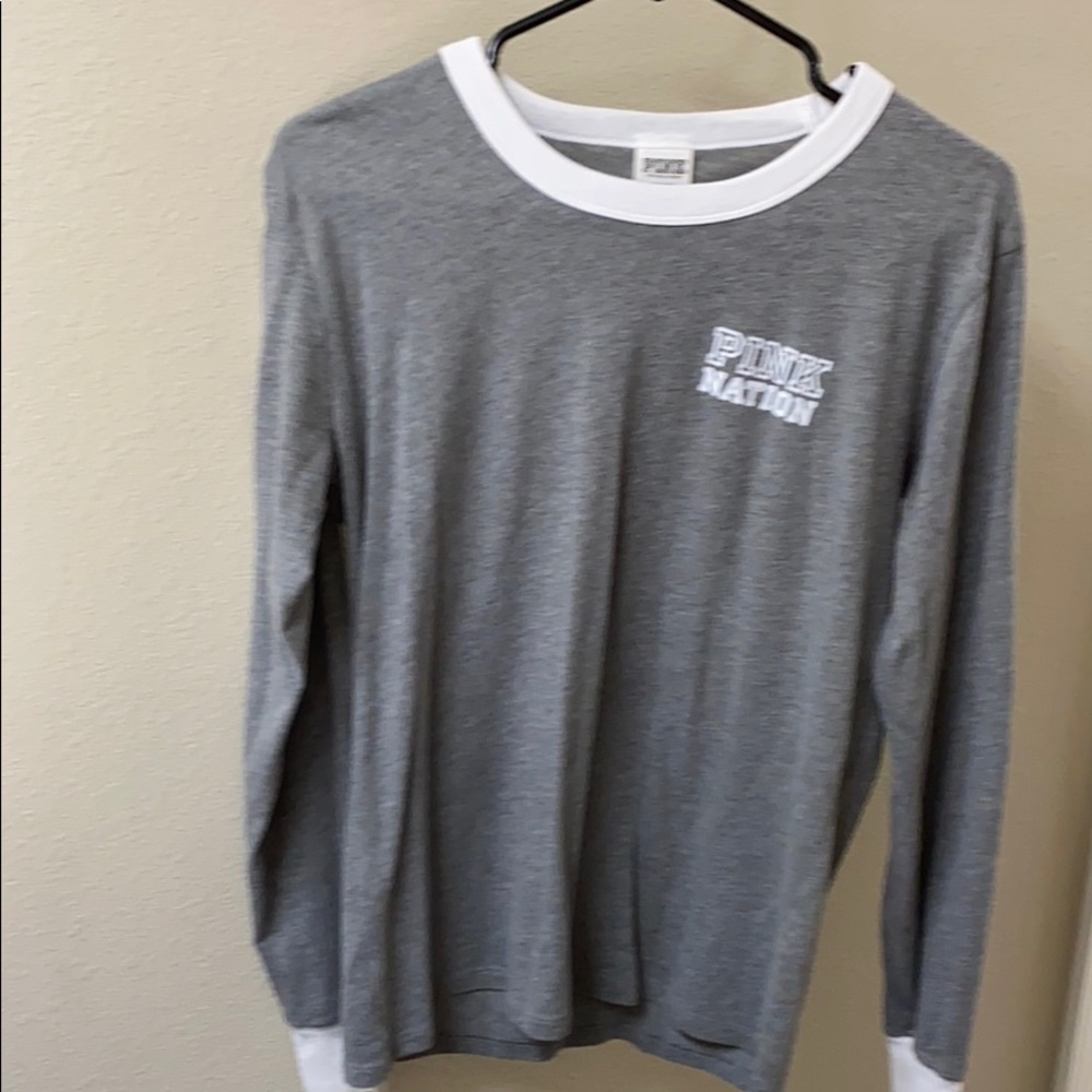 Pink nation gray long sleeve shirt.